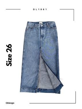 DL1961 Asra Denim Maxi Skirt Mid Blue Wash Size 26 (S)